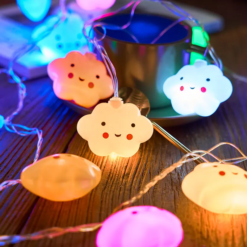 Festa in classe natale 10 LED alimentati a batteria per bambini bambini carino a forma di nube lampada a forma di faccia da corridoio decorazione luce notturna