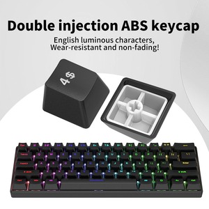 Teclado mecánico con cable de diseño compacto 60% clásico, varias luces deslumbrantes, 61 teclas, interruptor azul, teclado para juegos de ordenador de