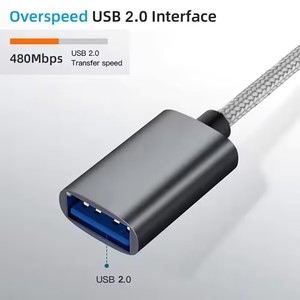 工場直送2-in-1 OTGアダプターケーブルマイクロUSBタイプCからUSB 2.0低価格携帯電話充電器ナイロンジャケットブレードシールド付き - Product Image 2