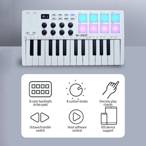 M-VAVE 25-Key <strong>MIDI</strong> Control <strong>Keyboard</strong> Mini Portable USB <strong>Keyboard</strong> <strong>MIDI</strong> <strong>Controller</strong> with 25 Velocity Sensitive Keys 8 RGB Backlit