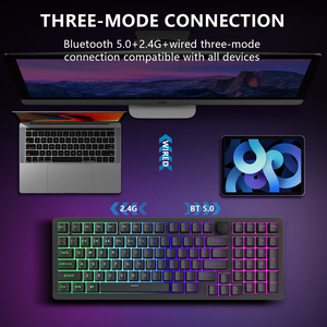 OEM/ODM personalizado 4000mAh batería de litio RGB teclado inalámbrico escritura silenciosa tri-modo con logotipo de perilla de metal - Product Image 3