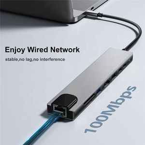 High Quality 8 in 1 <strong>Type</strong>-<strong>C</strong> Hub 4K HDMI Multiport Dock Station USB3.0 RJ45 SD TF <strong>USB</strong>-<strong>C</strong> PD Charging <strong>Adapter</strong> for Macbook Pro Stock - Product Image 5