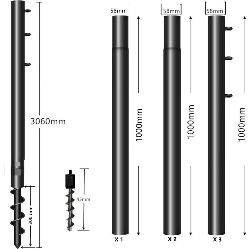 Diamètre de la tige H3m : 58 mm