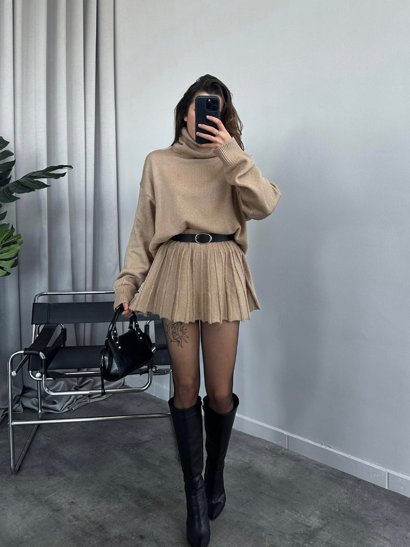 apricot turtleneck
