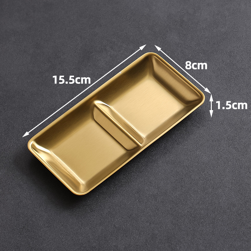 Two-compartment square dish (gold) enlarged