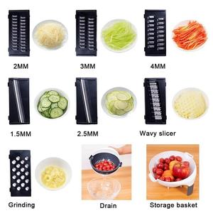 Üst satış çok amaçlı meyve ve sebze dilimleme kıyıcı el-held ıslak sepet sebze kesici ile 7 değiştirilebilir bıçaklar - Product Image 4
