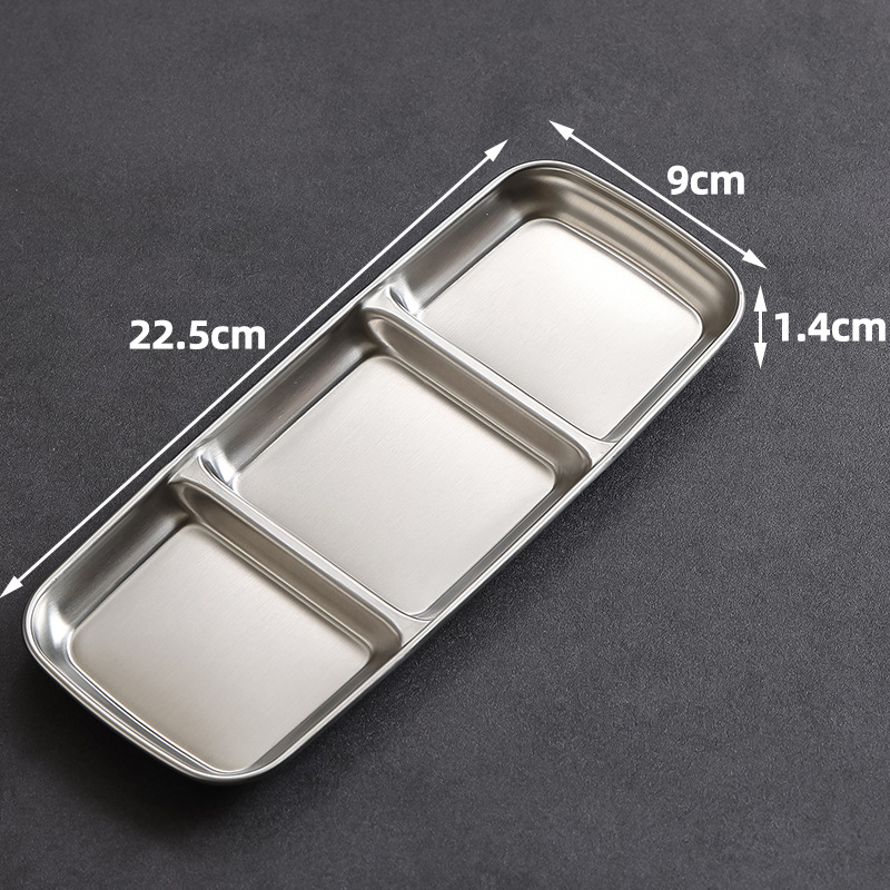 9x22.5cm three-compartment square dish (silver)