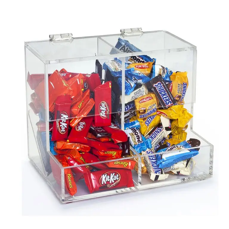 Guangdong acrilico produttore all'ingrosso scatola di esposizione di caramelle in Plexiglass fatta a mano personalizzata
