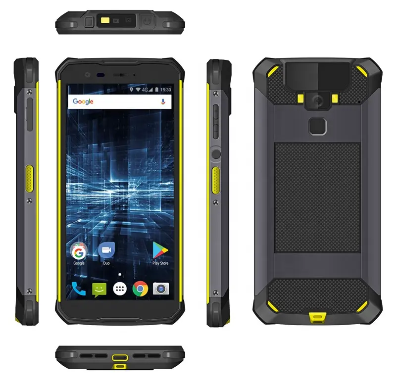 저렴한 공장 안드로이드 8.1 옥타 코어 5.7 인치 산업용 핸드 헬드 지문 바코드 스캐너 NFC RFID 견고한 PDA