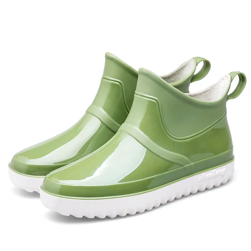 Botas Martin de PVC para adultos, zapatos impermeables, botas cortas de lluvia de color sólido