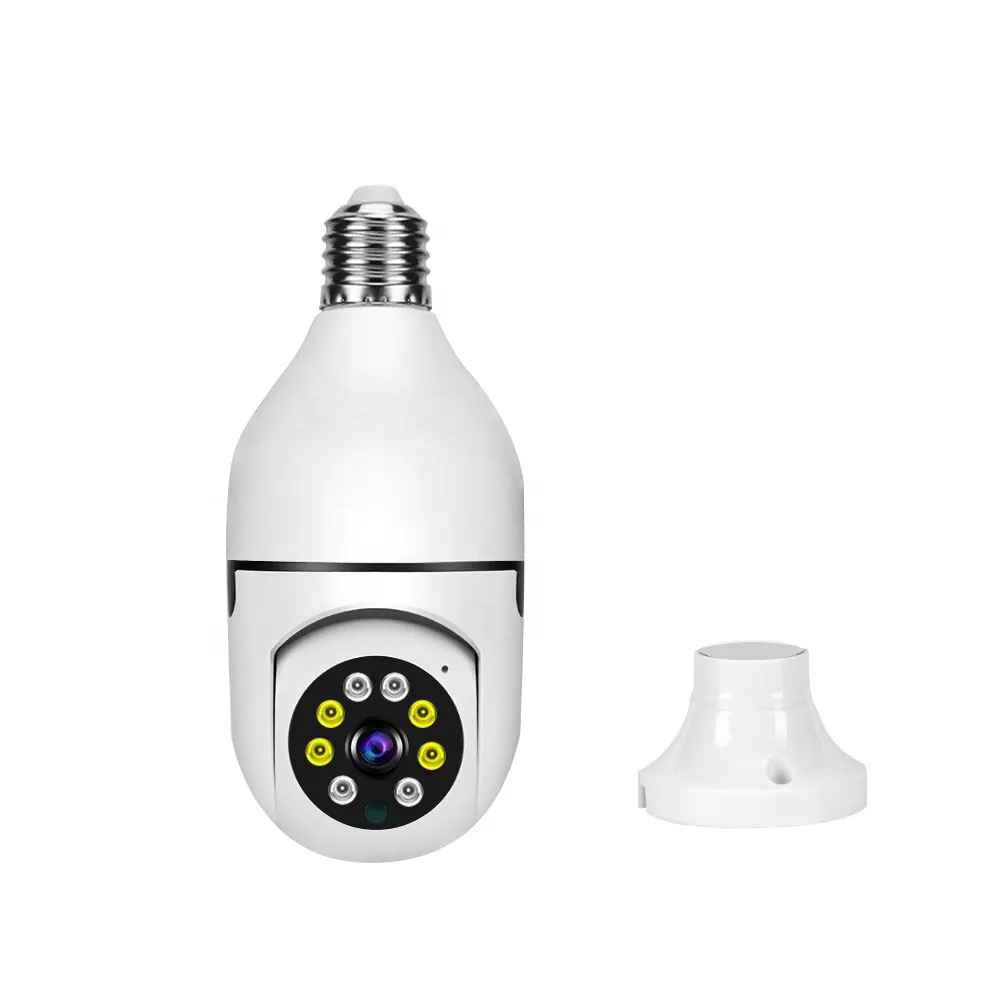 مصباح إضاءة واي فاي, مصباح إضاءة واي فاي لأمن المنزل اتجاهين صوت PTZ لمبة E27 مراقبة IP كشف الحركة واي فاي فيديو واط