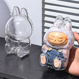 Crystal Plastic PVC Material Labubu Doll Transparent Protective Cover V1 V2 <strong>V3</strong> Protective Cover Dust Bag Doll Storage Box - Product Image 3