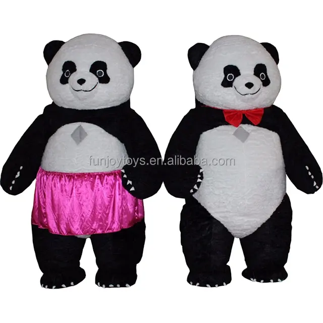 Short fur walking animal mascote traje inflável panda casal mascote para festa evento