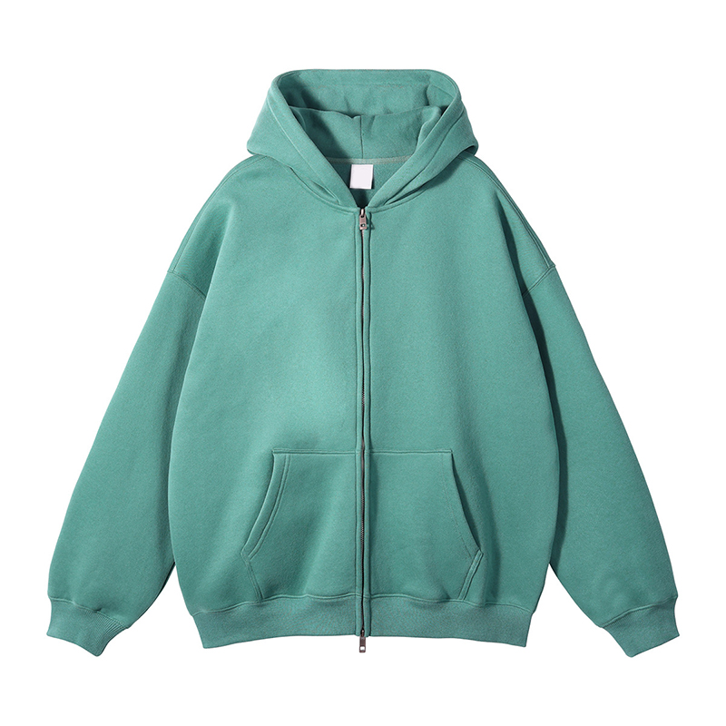 sweat à capuche zippé vert moyen