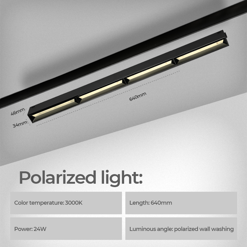 R40/Lumière linéaire polarisée 640mm 3000K 24W