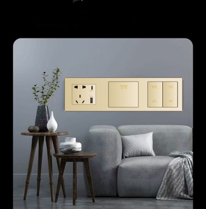 Ultra dünner Smart-Dual-Gang-Switch mit großem Panel und 86 Typ Langlebiger Niederspannungs-PC-Wand schalter im Champagner-Gold-Ethernet-Netzwerk - Product Image 4