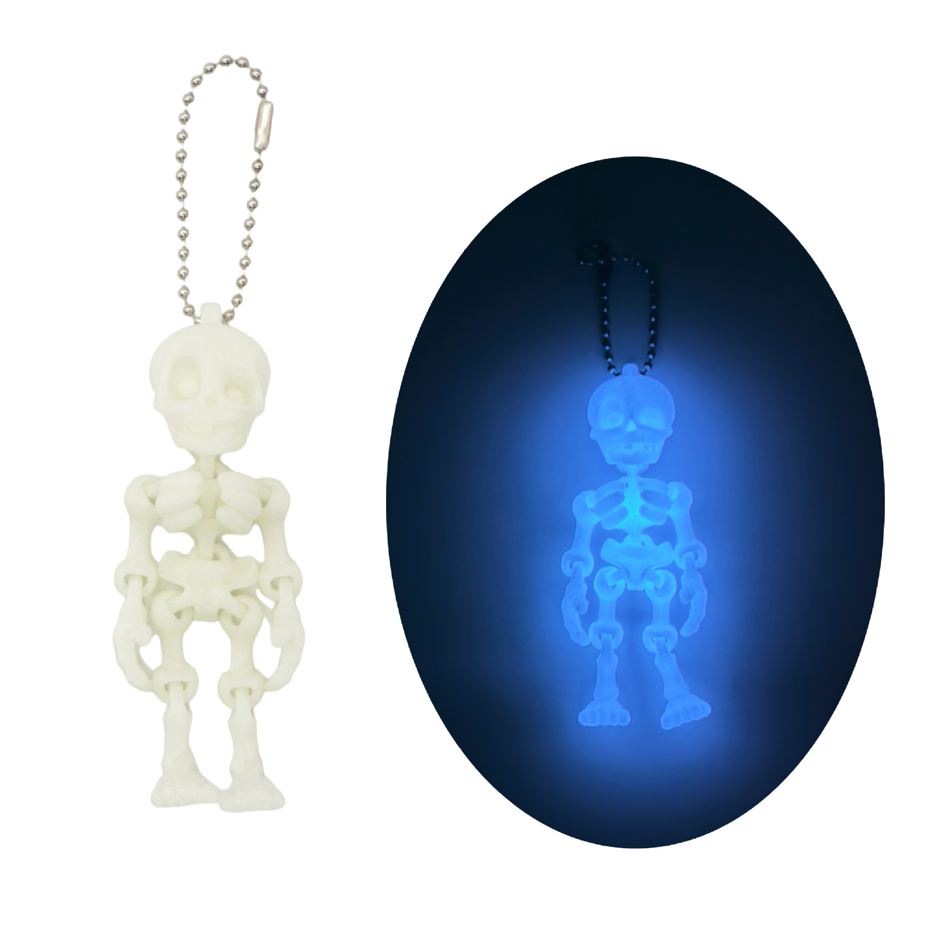Mini keychain skeleton-glow-in-the-dark blue