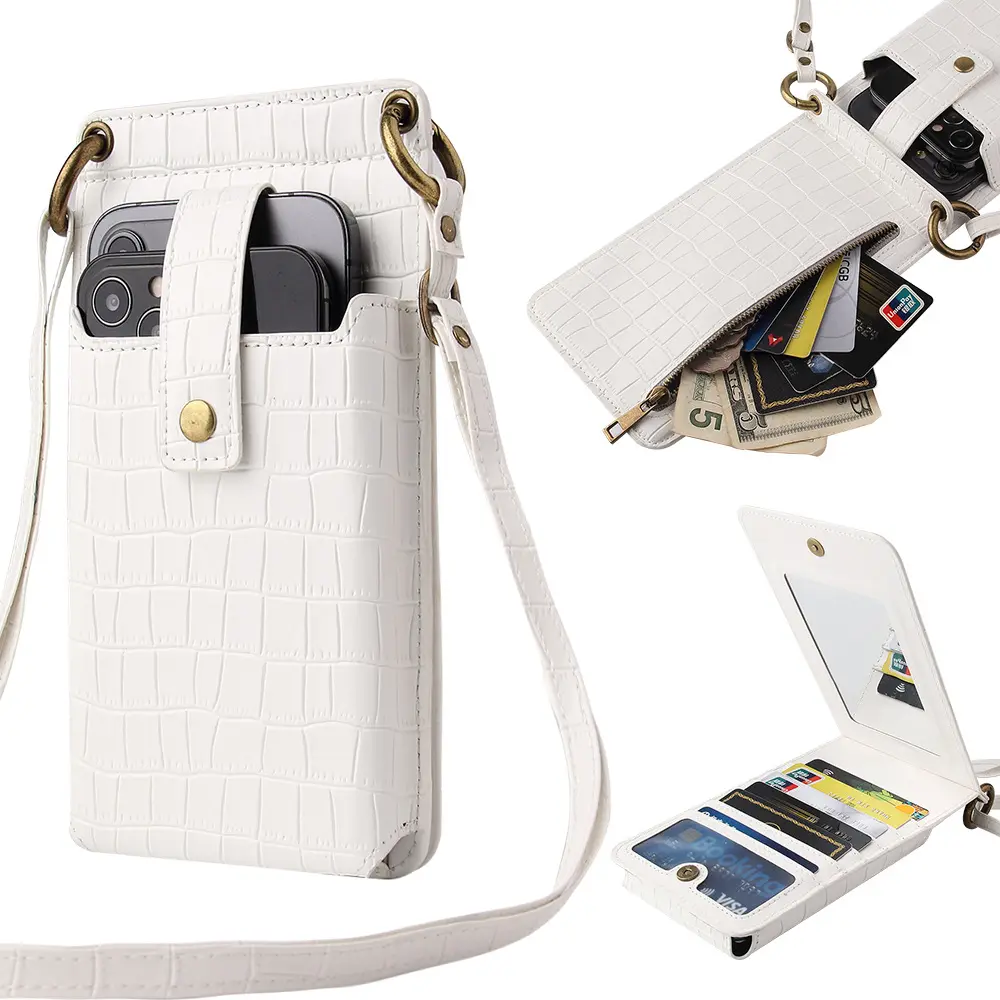 רב תפקודי Crossbody כתף תיק טלפון עבור IPhone תנין דפוס אנכי כתף תיק עבור מטבע ארנק אשראי כרטיס תיבה