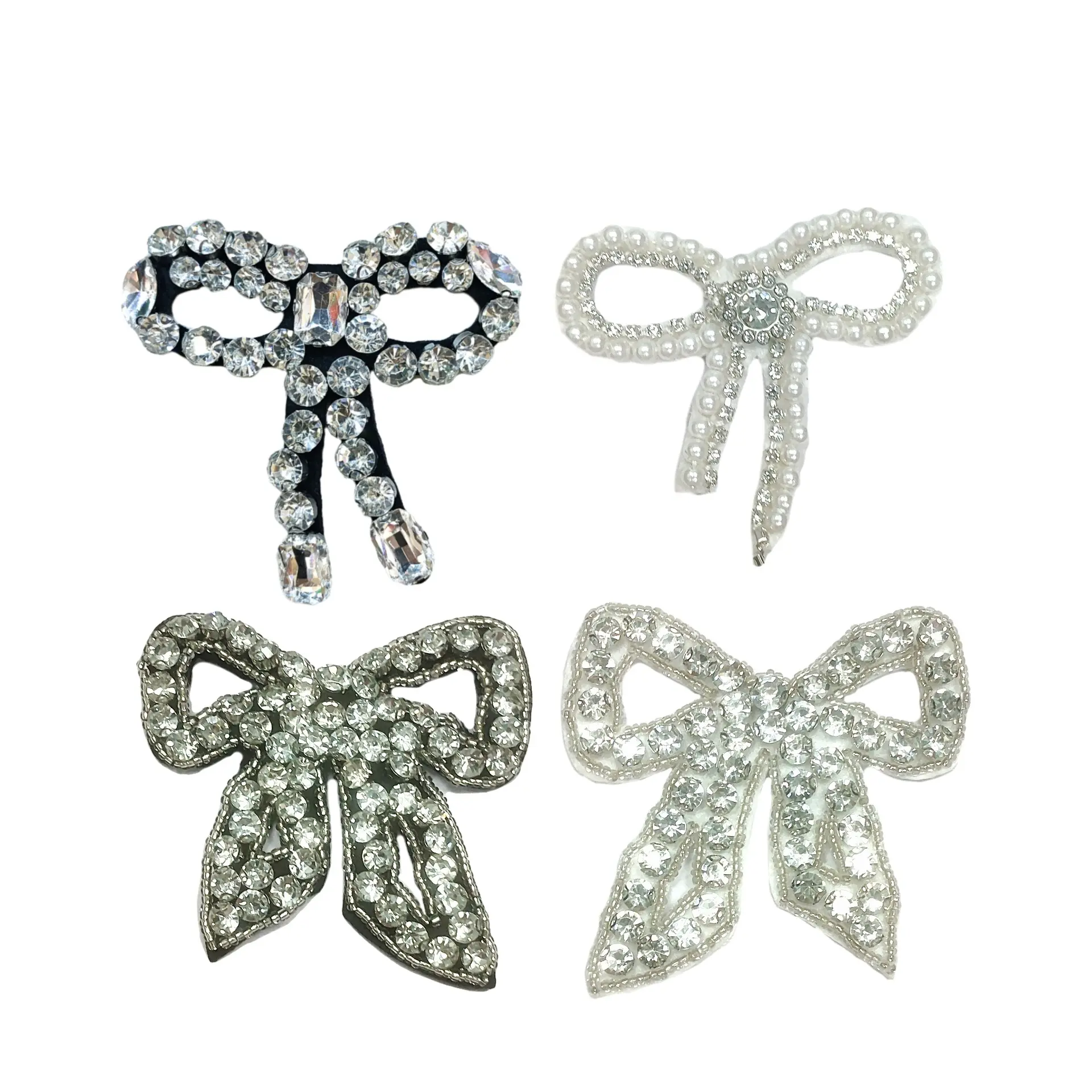 Hot Selling Rhinestone Patch Exquisite Beaded Bow Patch Fashionable Women's Belt Shoes Bags and Clothes Decoration Accessories