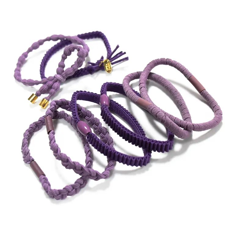 5PCS/Set purple rubber ponytail holders hair tie for women elastic hair scrunchies hair tie bracelet