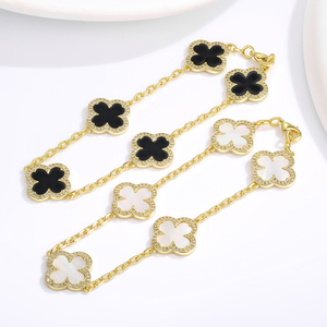 Vermeil Vàng Trang Sức 18K Vàng Mạ 925 Sterling Silver Bạc Trắng Đen Đỏ Mẹ Ngọc Trai Bốn Lá Clover Vòng Đeo Tay Cho Phụ Nữ - Product Image 4