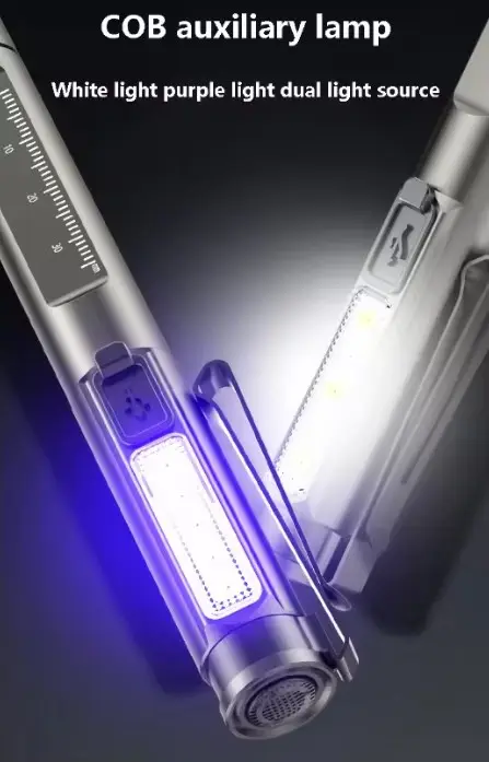 Nouvelle lampe stylo à double source de lumière, lampe de poche rechargeable, mini lampe de travail orale