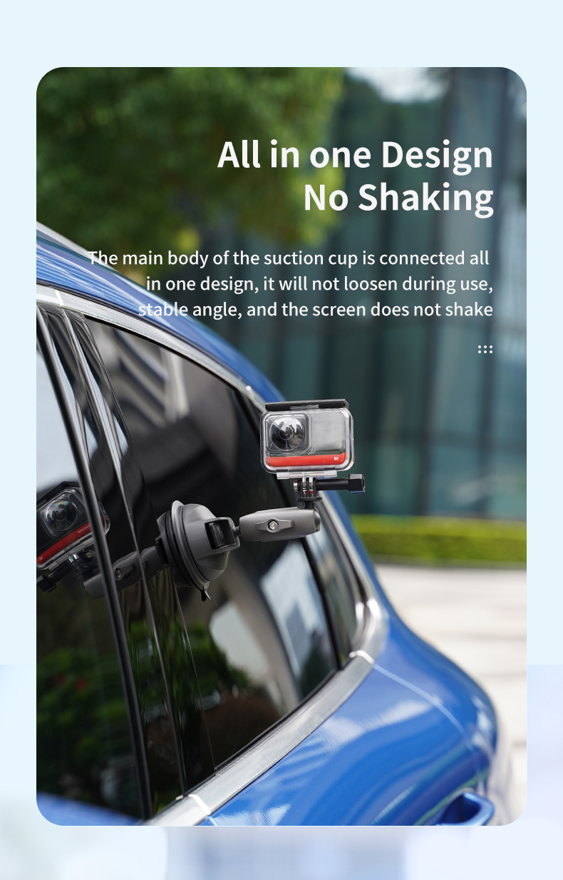 TELESIN Aluminum Alloy 360 Rotary Foldable Suction cup Mount Diameter 8.45cm for GoPro/For DJI Action Camera