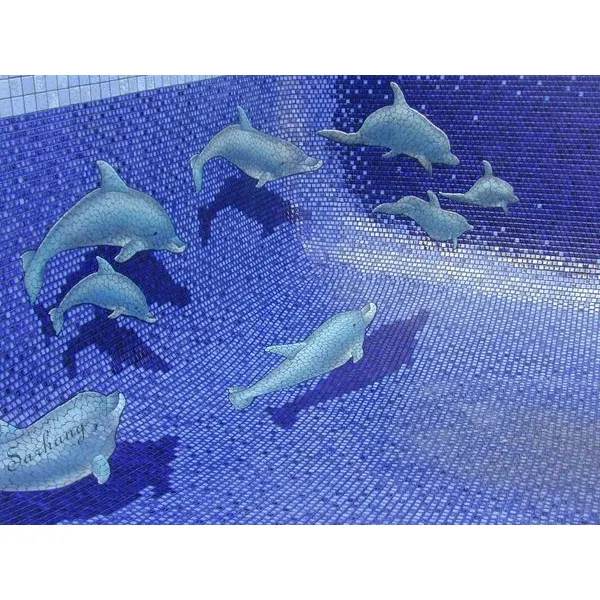 De piscina arte cerámica/vidrio/cristal azulejo de piscina delfín diseño de mosaico