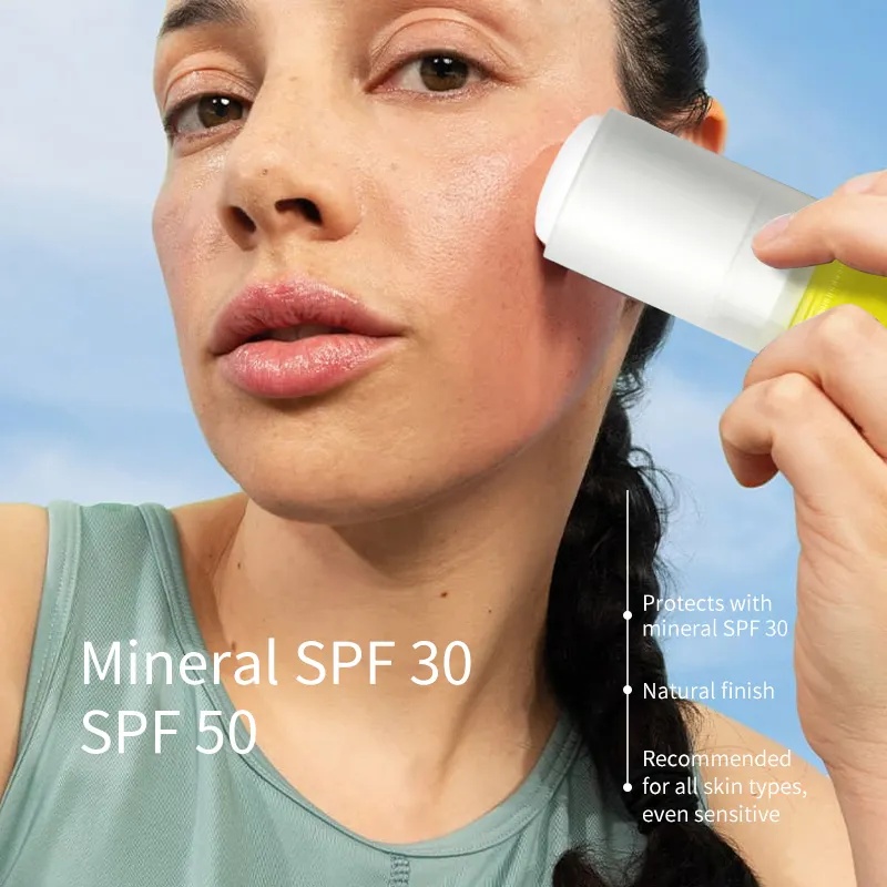 Organik Reef güvenli filtre mavi ışık Mineral Spf 30 çinko oksit Unisex Mineral Bio güneş sopa Spf 50 güneş koruyucu tüm cilt için