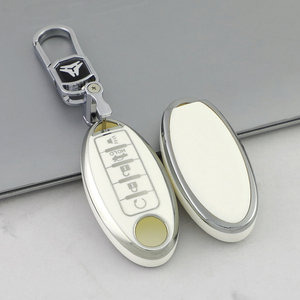シルバーエッジTpuカーキーカバー & キーホルダーフォブケース日産ノートQashqaiパスファインダーRogue Versa Murano InfinitiQ50アクセサリー