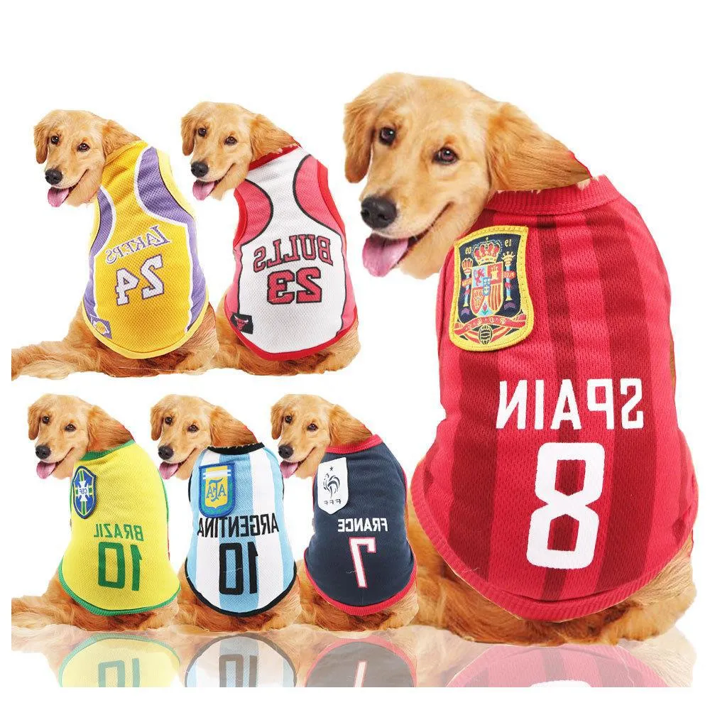 Camiseta con estampado de algodón para perros, camiseta de fútbol de baloncesto, chaleco de Bulldog Francés, ropa para perros pequeños y grandes, Verano