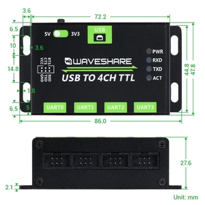 Industrieller USB zu 4CH TTL UART-Konverter serialer Adapter mit mehreren Schutzschaltkreisen kompatibel mit mehreren Systemen