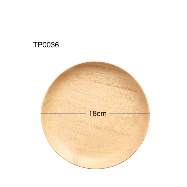 Plato redondo de madera maciza 18*2cm