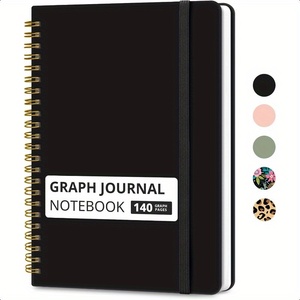 Durable A5 Spiral Journal <strong>Notebook</strong> <strong>with</strong> PVC Cover Black <strong>Graph</strong> <strong>Paper</strong> Planning Book - Product Image 1