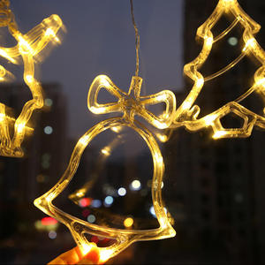 Luzes <span class=keywords><strong>LED</strong></span> Natal Decorações Janela Interior com Ventosa para Férias Festa de Aniversário Bateria Lâmpada Branca Quente