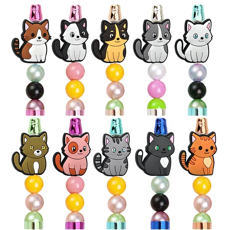 Neuer Designer DIY Katzen Tieren-Silikon-Fokuspender Haustier-Silikon-Stifte Perlen Großhandel individuell für Stiftmachen