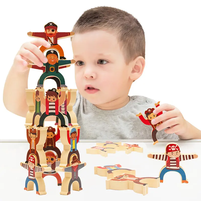 De Madera equilibrio bloques juegos de 12 piezas Juego de apilamiento de Hércules equilibrio juguetes temprano desarrollo cerebral juguete educativo para los niños