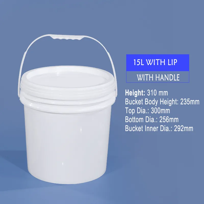 Tambour/seau en plastique HDPE /PP de qualité alimentaire de 15 litres pour l'eau, la nourriture ou le lavage de voiture seau chimique
