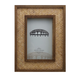 Elegante marco de madera mate de ratán marrón artesanía decorativa A3/A5 marco de fotos adornos de Navidad Marco de imagen de mimbre tejido