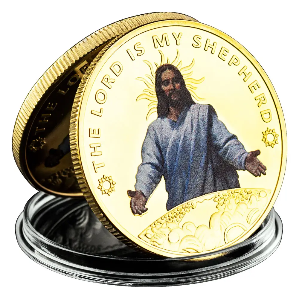 พระเยซูสีพิมพ์โลหะเหรียญที่ระลึกทองและเงินชุบเหรียญสถานีรูปแบบข้ามของที่ระลึกเหรียญสะสม