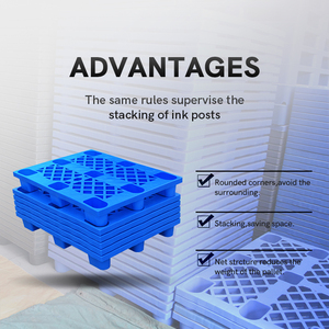 Leadloong công nghiệp HDPE Pallet Nhựa 1000*1000*140mm 4 cách chín chân thổi đúc làm tổ Stackable cho xuất khẩu - Product Image 4