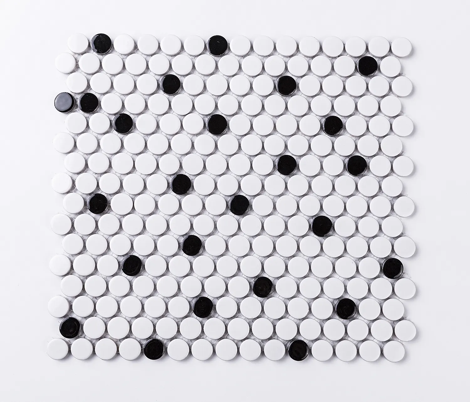 Century Mosaic Black And White Ceramic Penny Round Mosaic Glazed Mosaic Tiles For Indoor Wall And Floor