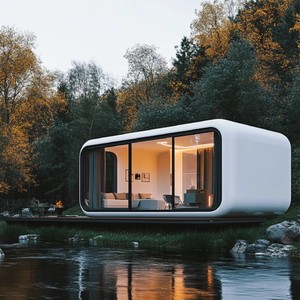 Apple cabin hiện đại thoáng khí vuông một lớp Cấu trúc thép Vật liệu container căn hộ nhà ngoài trời di động khu vực danh lam thắng cảnh - Product Image 4