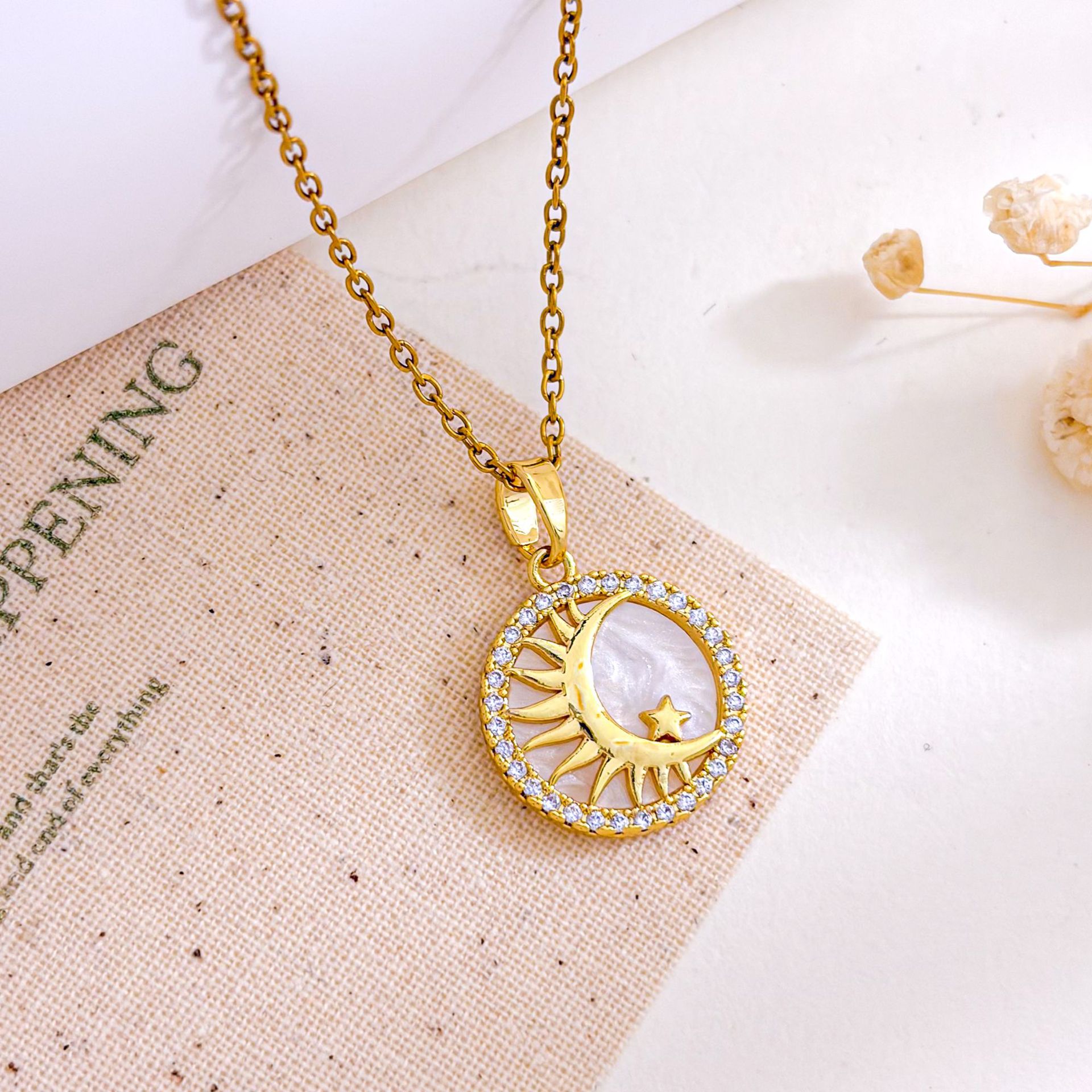 Gold-Round Moon Pendant