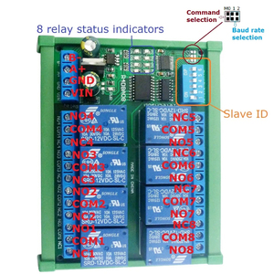 R4D8A08 DC 12V 8 kanal RS485 röle modülü Modbus RTU UART uzaktan kumanda anahtarı DIN35 C45 ray kutusu için PLC PTZ kamera güvenlik - Product Image 4