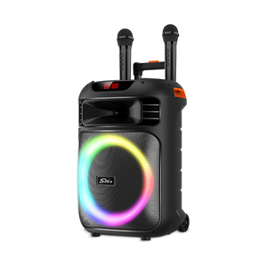 Fábrica partybox 40 W subwoofer alto-falante de 15 polegadas grande dj alimentado LED alto-falante de festa ao ar livre dente azul com microfone