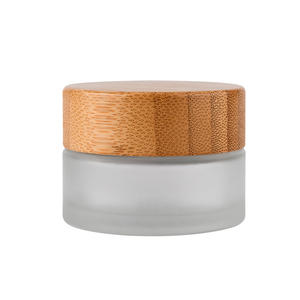 High Quality Empty <strong>5g</strong> 15g 30g 50g 100g Cosmetic Jars Storage Cream Frosted Clear Glass <strong>Bottles</strong> with Bamboo Cap - Product Image 2