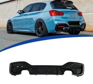 BMW F20 LCI M2CグロスブラックカーボンルックリアバンパーディフューザーABSプラスチック排気バンパーカット - Product Image 2