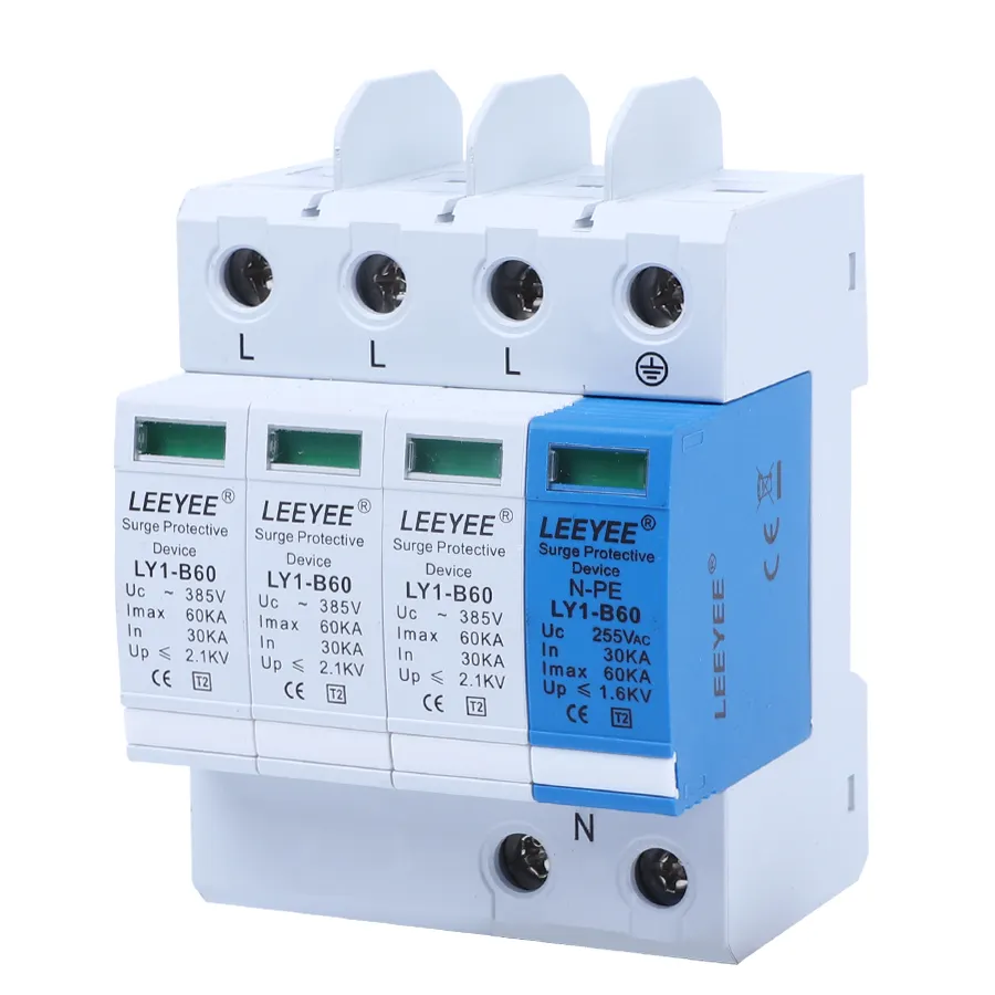 Dispositivo de proteção t2 spd 60ka 3p + npe 380v, equipamento elétrico de proteção contra surge para lightning e thunder