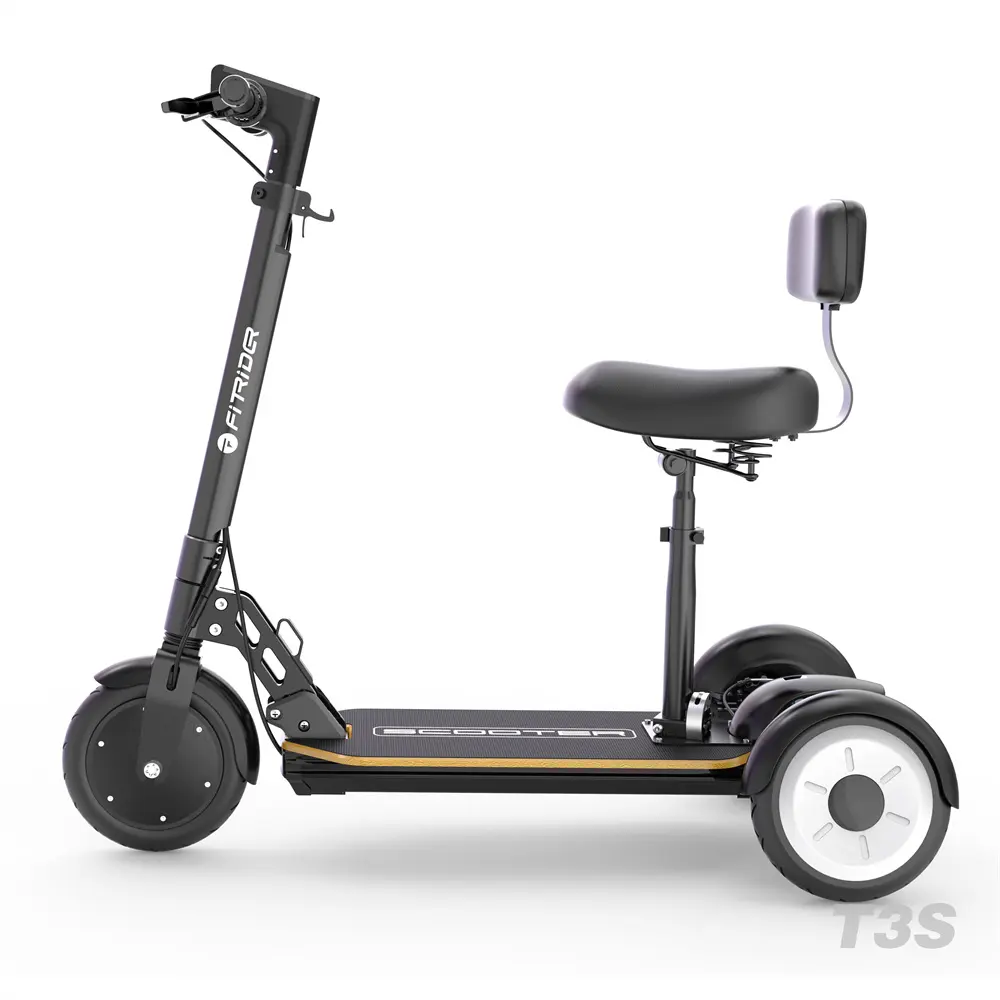 Scooter elétrico dobrável com três rodas, com assento de 36v 10.4ah 350w, motor de bateria de carregamento, duplo, original de freio